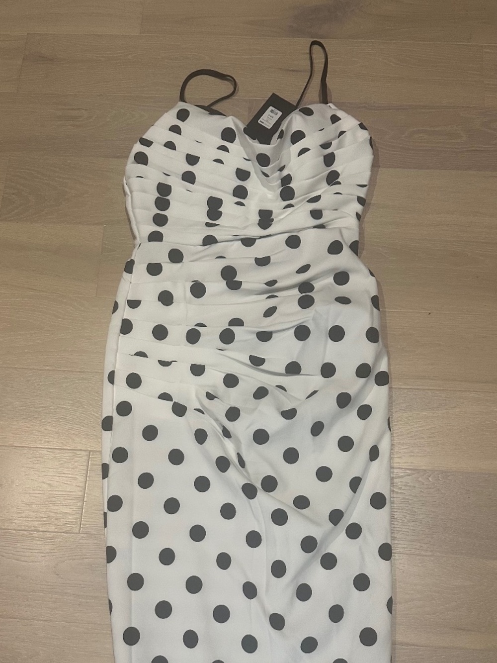 NWT white with black polka dots midi dress
